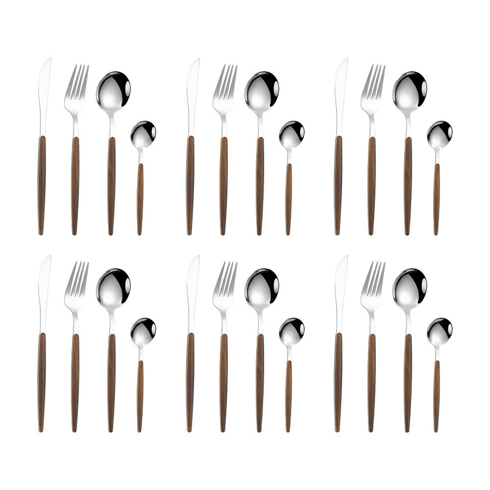 Stainless steel imitation wood handle cutlery set