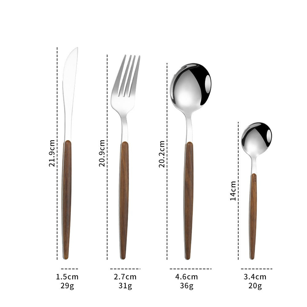 Stainless steel imitation wood handle cutlery set