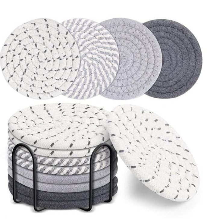 Hand-woven thickened simple heat-insulating cotton thread placemat