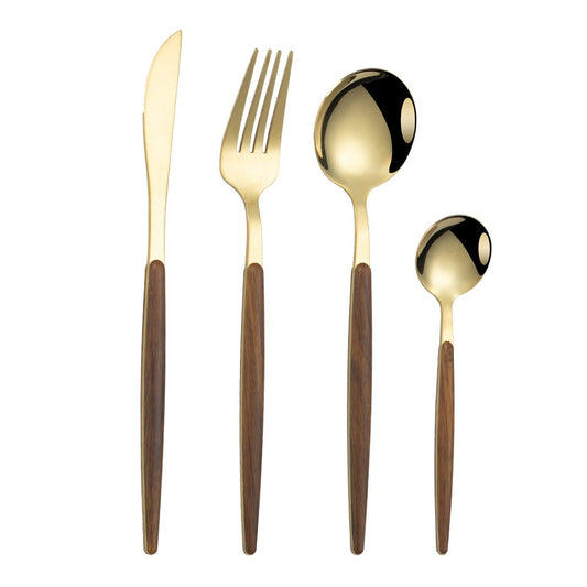 Stainless steel imitation wood handle cutlery set