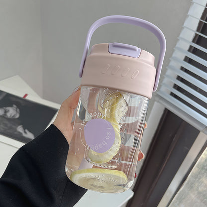 Convenient to carry plastic straw water cup 650ML