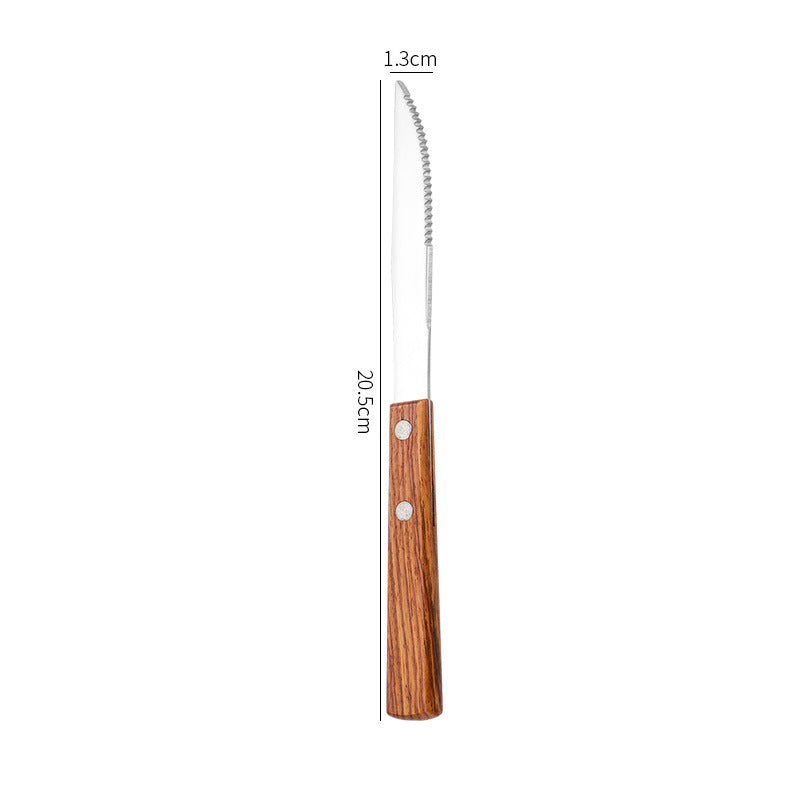 304 stainless steel cutlery with red solid wood handle