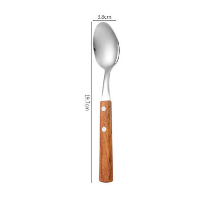 304 stainless steel cutlery with red solid wood handle