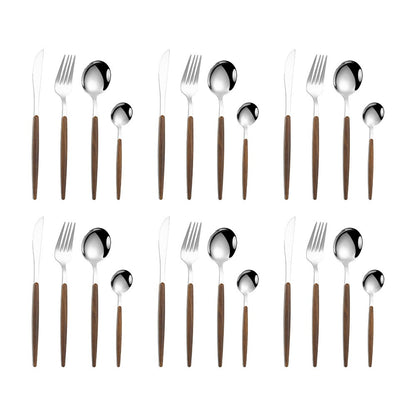 Stainless steel imitation wood handle cutlery set