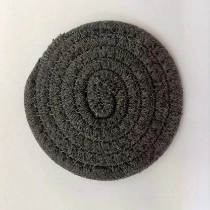 Hand-woven thickened simple heat-insulating cotton thread placemat