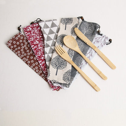 Bamboo knife, fork and spoon 20CM set