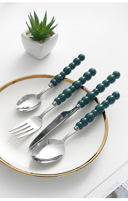 4-piece colorful pearl handle cutlery set