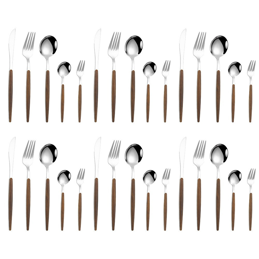 Stainless steel imitation wood handle cutlery set