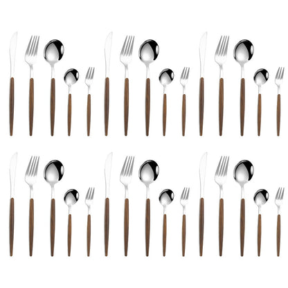 Stainless steel imitation wood handle cutlery set