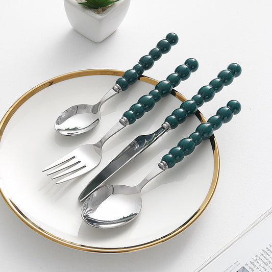 4-piece colorful pearl handle cutlery set