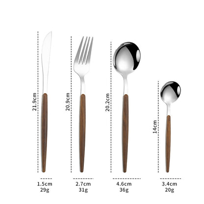Stainless steel imitation wood handle cutlery set