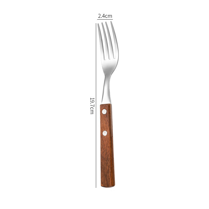 304 stainless steel cutlery with red solid wood handle