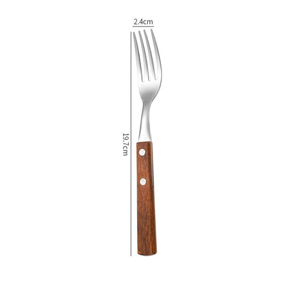 304 stainless steel cutlery with red solid wood handle