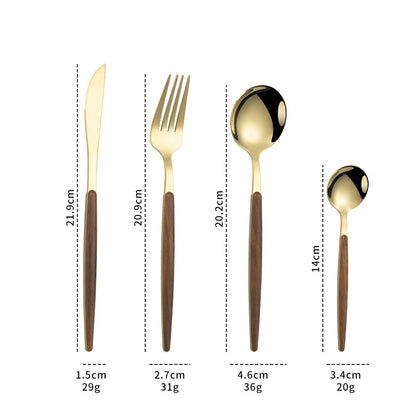 Stainless steel imitation wood handle cutlery set
