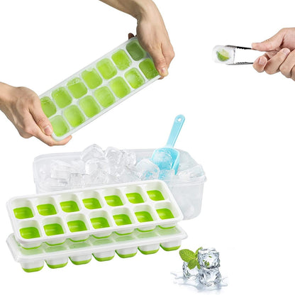 14 Square Food Grade Ice Cube Molds with Lids
