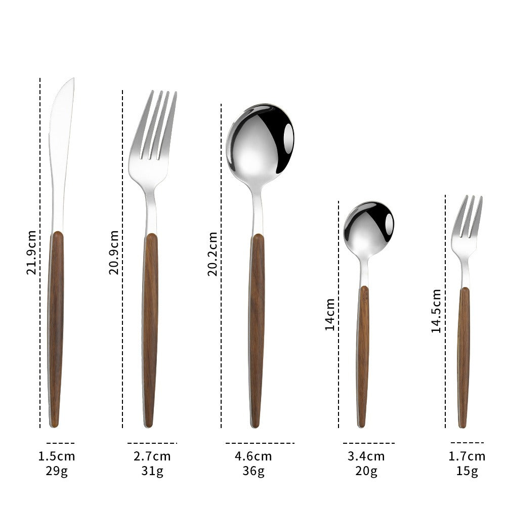 Stainless steel imitation wood handle cutlery set