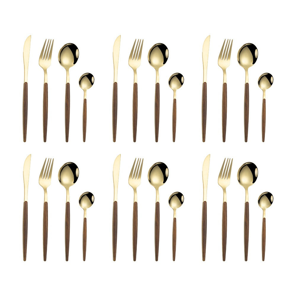 Stainless steel imitation wood handle cutlery set