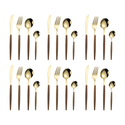 Stainless steel imitation wood handle cutlery set