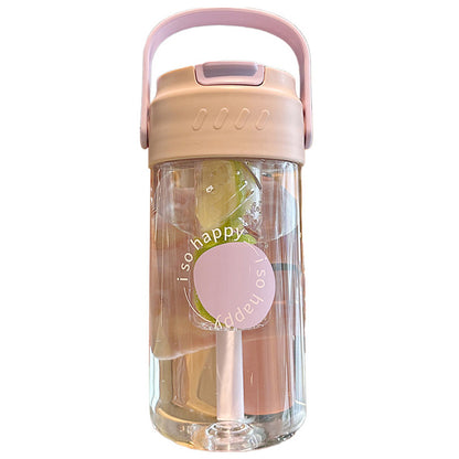 Convenient to carry plastic straw water cup 650ML