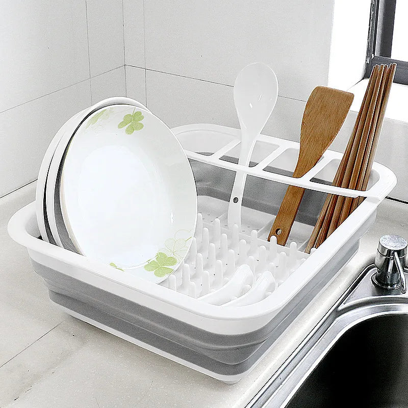 Foldable plastic dish rack
