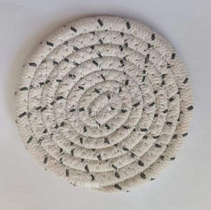 Hand-woven thickened simple heat-insulating cotton thread placemat