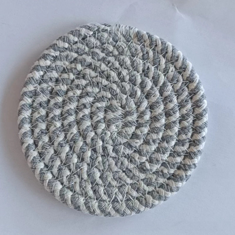 Hand-woven thickened simple heat-insulating cotton thread placemat