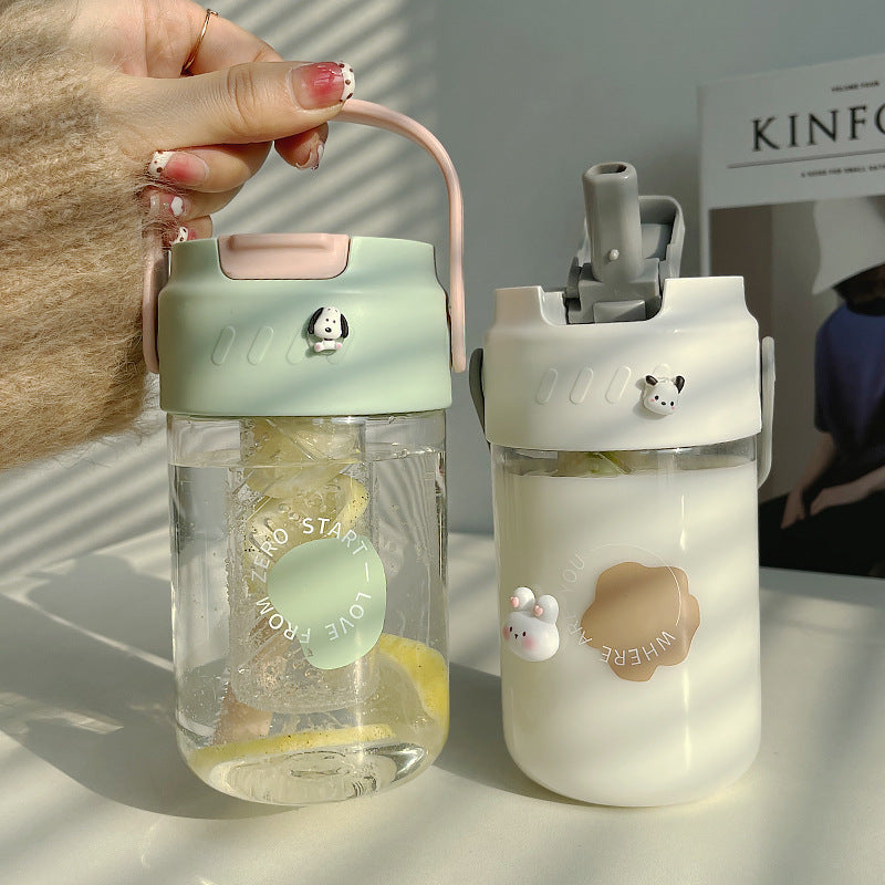 Convenient to carry plastic straw water cup 650ML