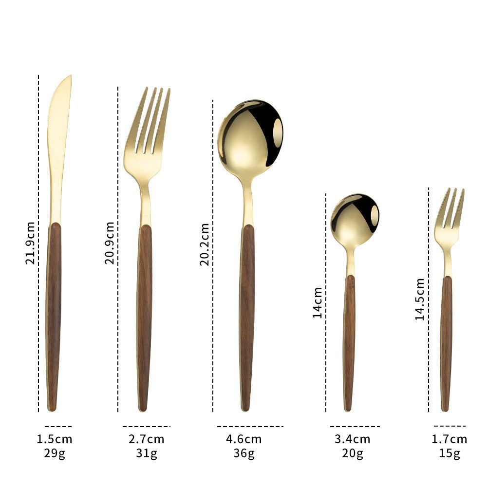 Stainless steel imitation wood handle cutlery set