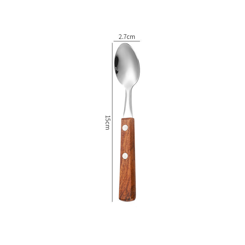 304 stainless steel cutlery with red solid wood handle