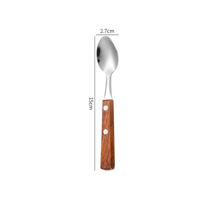 304 stainless steel cutlery with red solid wood handle