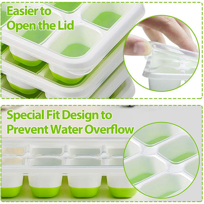 14 Square Food Grade Ice Cube Molds with Lids
