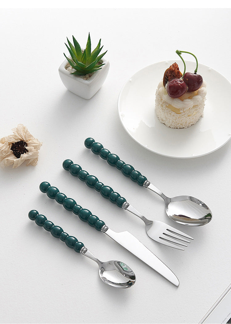4-piece colorful pearl handle cutlery set