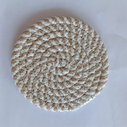 Hand-woven thickened simple heat-insulating cotton thread placemat