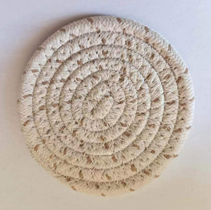 Hand-woven thickened simple heat-insulating cotton thread placemat