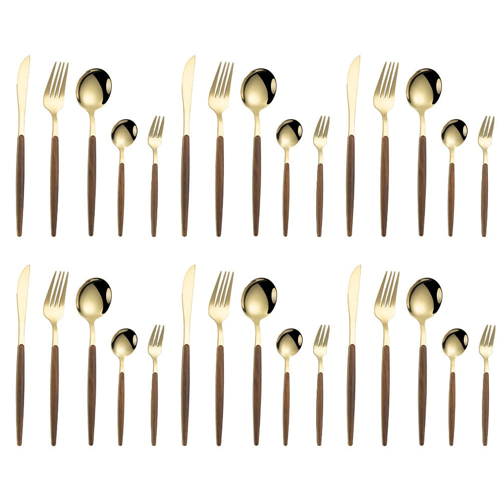 Stainless steel imitation wood handle cutlery set