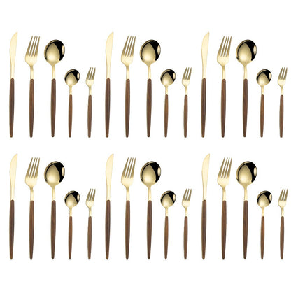 Stainless steel imitation wood handle cutlery set
