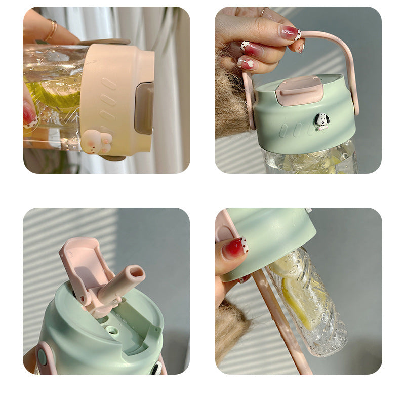 Convenient to carry plastic straw water cup 650ML