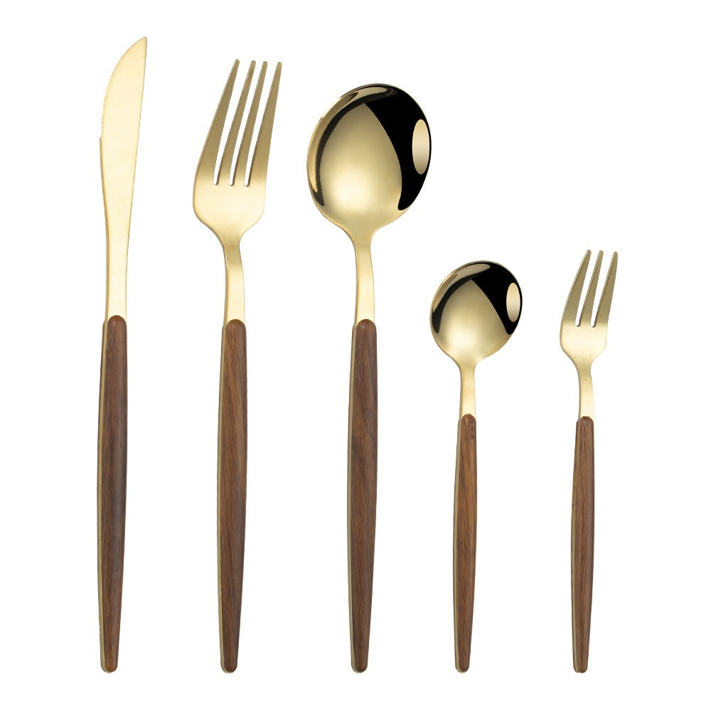 Stainless steel imitation wood handle cutlery set